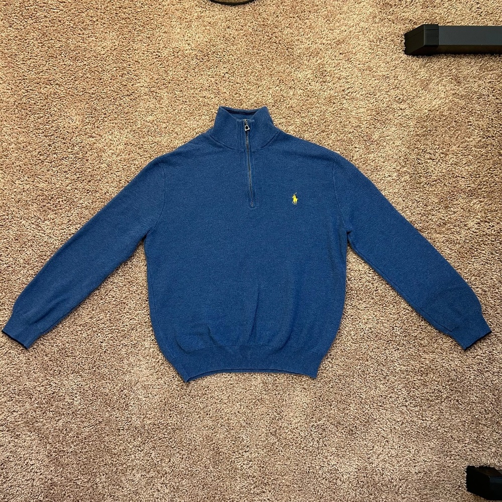 Polo Ralp Lauren Mesh-Knit Quarter-Zip Sweater - Picture 1 of 5